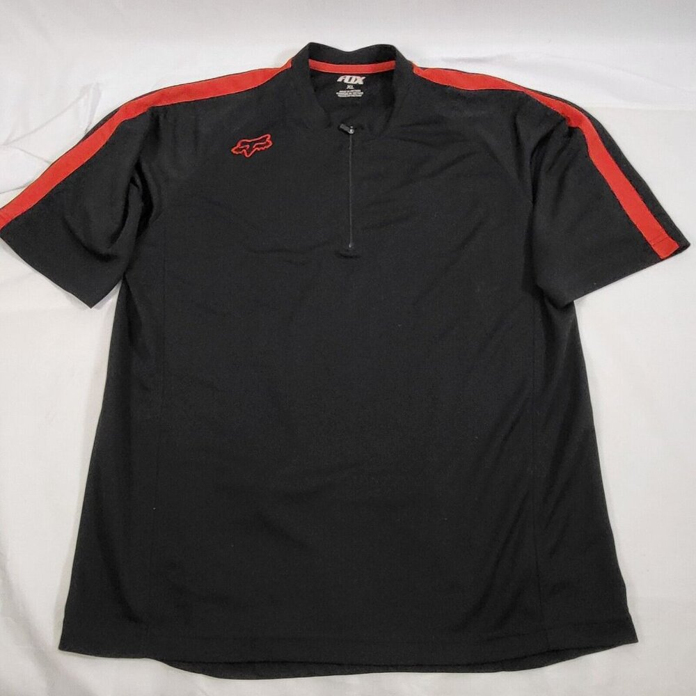 Fox Racing MTB Cycling Jersey Men XL Black Short Sleeve 1/4 Zip